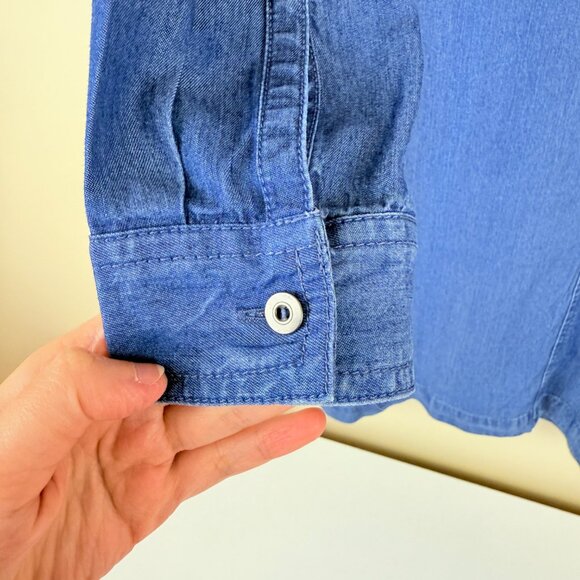 NWT J.Jill Denim Camdenwash Button-Front Soft Breathable Shirt Dress | XS Petite - Picture 4 of 12